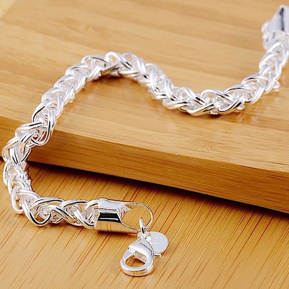 Sterling Silver Braided Bracelet Chain Link - Picture 7 of 7